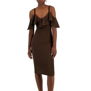 Elegant Brown Off-Shoulder Dress